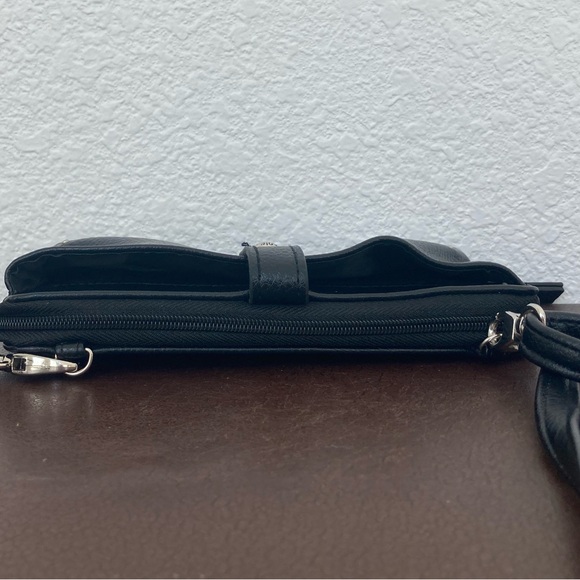 Nicole Miller Crossbody Bag Zip Around Wallet on Strap Silver Accents - Picture 3 of 12